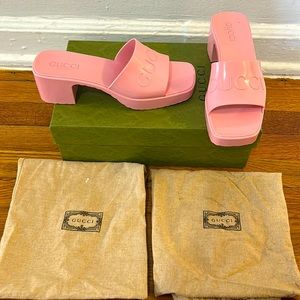 Gucci rubber slide sandals. Pink. Size 37 (fits a size 7.5) worn once.